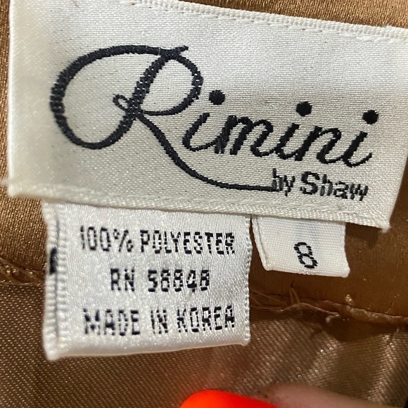 Rimini by Shaw bronze metallic embroidered short sleeve dress scalloped hems 8 - Picture 12 of 12